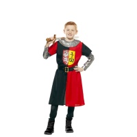 Costume cavaliere medievale rosso e nero da bambino