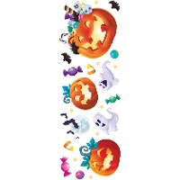Decorazione adesiva da parete con fantasmi e zucca 25 x 70 cm