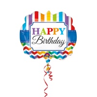 Palloncino XL Happy Birthday arcobaleno - 63 x 55 cm
