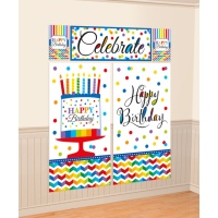 Murale decorativo Happy Birthday arcobaleno