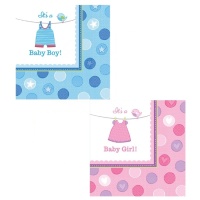 Tovaglioli Baby Party blu 16,5 x 16,5 cm - 16 unità