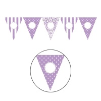 Festone bandierine a triangolo lilla personalizzabile - 8 m