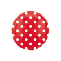 Palloncino rotondo rosso con pois bianchi da 45 cm - Anagram - 1 unità