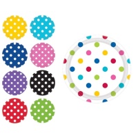 Piatti rotondi con pois da18 cm - 8 unità