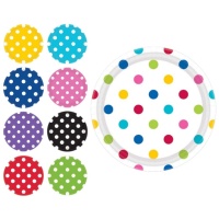 Piatti rotondi con pois da 23 cm - 8 unità