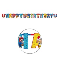 Festone Happy Birthday Super Mario da 1,90 m