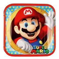 Piatti quadrati Super Mario 23 cm - 8 unità