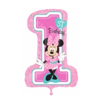 Palloncino numero 1 Happy Birthday Minnie da 48 x 71 cm - Anagram