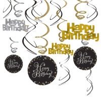 Ciondoli decorativi Champagne Bubbles Happy Birthday - 12 pz.