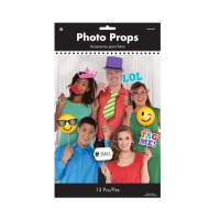 Kit photo booth Emoji LOL - 13 unità