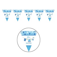 Festone bandierine Baby Party Blu - 4,50 m