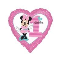 Palloncino a cuore Minnie numero 1 con 48 cm - Anagram