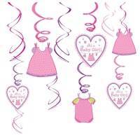 Spirali decorative Baby Pink Party - 12 unità