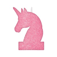 Candelina decorativa Unicorno con glitter 7,5 x 11,5 cm - 1 unità