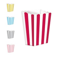 Scatola per popcorn a strisce da 13 cm - 5 pezzi