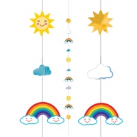 Striscia decorativa per palloncini Unicorni Arcobaleno - 1,82 m