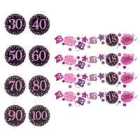 Coriandoli Pink Birthday con numero da 34 g