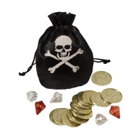 Borsa pirata con monete e pietre