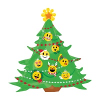 Palloncino albero di natale con palline emoji da 83 x 86 cm - Anagram