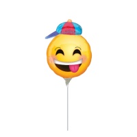 Palloncino con astina Emoji con cappellino da 22 x 23 cm - Anagram