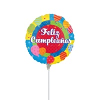 Palloncino con astina Feliz Cumpleaños palloncini da 17 cm - Anagram
