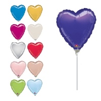 Palloncino con astina cuore colorato da 23 cm - Anagram - 1 unità