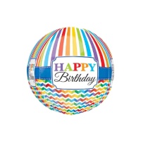 Palloncino orbz Happy Birthday arcobaleno da 38 x 40 cm - Anagram