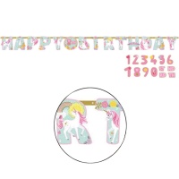 Festone Unicorno - Happy Birthday - personalizzabile - 3,20 m