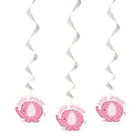 Spirali decorative Elefantino Pink Party - 65 cm - 3 unità