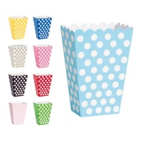 Scatola pop corn con pois da 13,5 cm - 8 unità