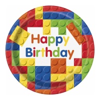 Piatti Happy Birthday Lego da 23 cm - 8 unità