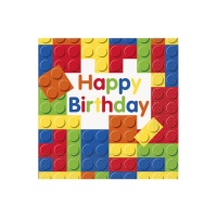 Tovaglioli Lego Happy BIrthday da 16,5 x 16,5 cm - 16 unità