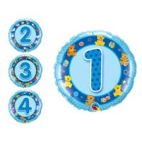 Palloncino rotondo numero blu - 46 cm - Qualatex