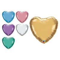 Palloncino cuore cromato da 45 cm - Qualtex - 1 unità
