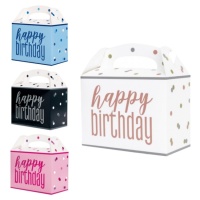 Scatole di cartone Happy Birthday con pois - 6 unità