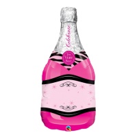 Palloncino XL silhouette bottiglia di champagne rosa 99 cm - Qualatex