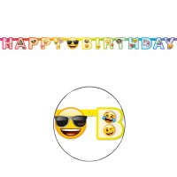 Festone Happy Birthday Emoji arcobaleno - 1,82 m