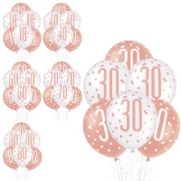 Palloncini in lattice Pink Chic Compleanno 30 cm - 6 unità - Qualatex