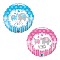 Palloncino rotondo Baby Shower es un niño - 46 cm - Qualatex