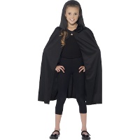 Mantello nero con cappuccio per bambini - lunghezza 75 cm