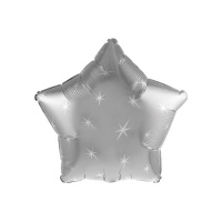 Palloncino a stella d'argento con stelline 45 cm - 1 pezzo