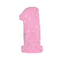 Palloncino numero 1 rosa con stelle da 96 cm - Creative Converting