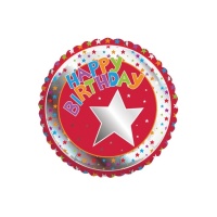 Palloncino rotondo Happy Birthday con stella da 45 cm - Creative Converting