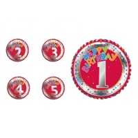 Palloncino rotondo con numero e scritta happy Birthday da 45 cm - Creative Converting