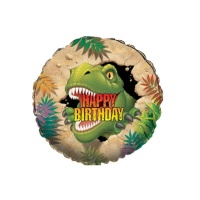 Palloncino rotondo Happy Birthday Dinosauro T-Rex da 45 cm - Creative Converting