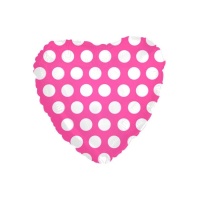 Palloncino a cuore con pois fucsia di 45 cm - 1 unità