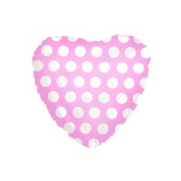 Palloncino cuore con pois rosa di 45 cm - 1 unità