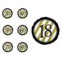 Palloncino rotondo nero e oro con numero da 45 cm - Creative Converting