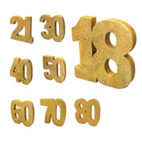 Centrotavola numero dorato con glitter