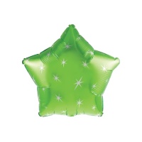 Palloncino a stella verde con stelline argento 45 cm - 1 unità